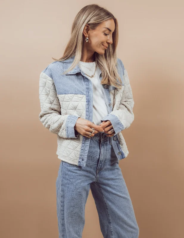 Lauren Quilted Denim Jacket Sporty Women's Tennis