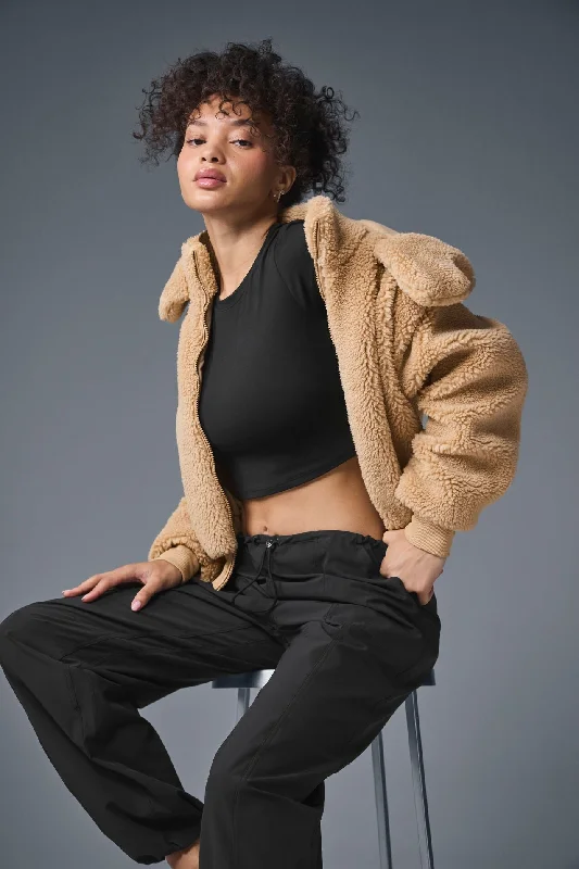 Foxy Sherpa Jacket - Camel Earthy Women's 