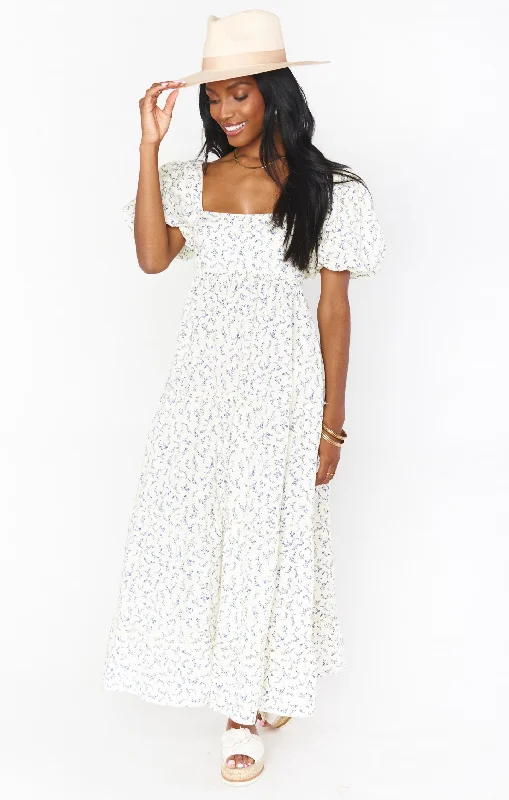 Linds Midi Dress ~ Cornflower Blues French