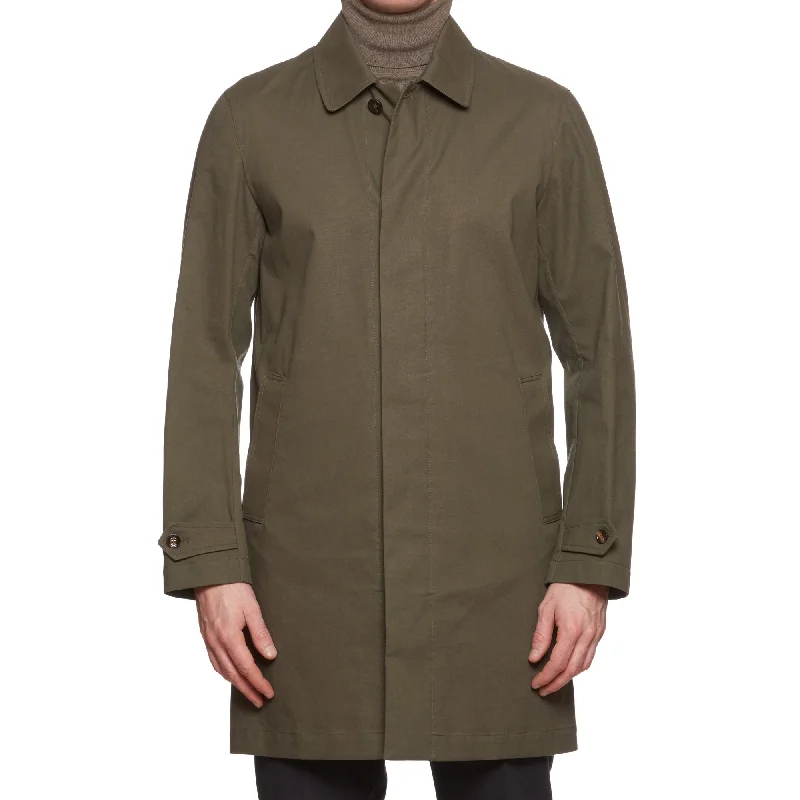 KITON KIRED "Emery" Olive Cotton Blend Trench Coat EU 50 US M Refined Women's 
