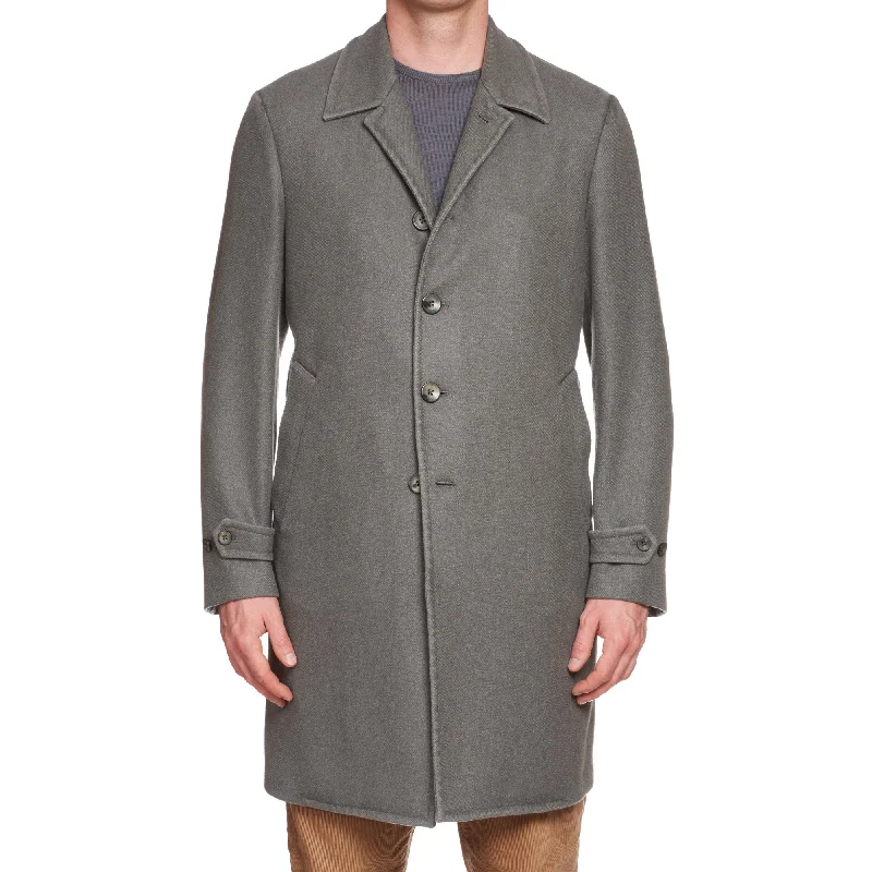 BOGLIOLI Milano Gray Virgin Wool Blend Flannel Unlined Coat EU 48 NEW US 38 Sustainable Organic