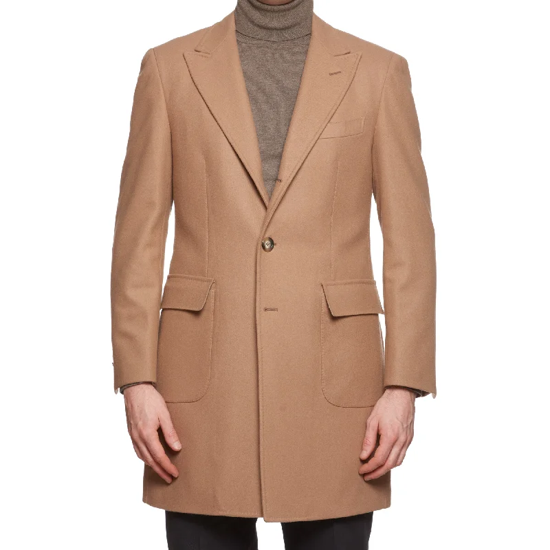 DAVID BROWN Wool Flannel Peak Lapel Camel Color Coat NEW Edgy Women's Punk