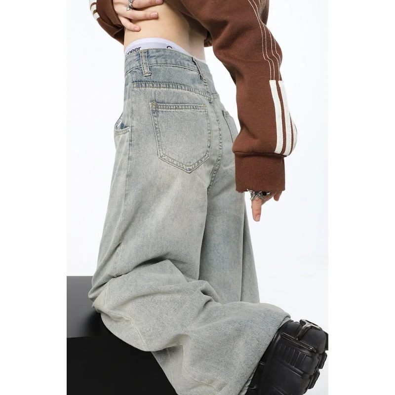 KittenAlarm - Blue Womens Jeans High Waist Vintage Straight Baggy Denim Pants Streetwear American Style Fashion Female Wide Leg Denim Trouser Modern Women's Tech KittenAlarm - Blue Womens Jeans High Waist Vintage Straight Baggy Denim Pants Streetwear American Style Fashion Female Wide Leg Denim Trouser Modern Women's Tech