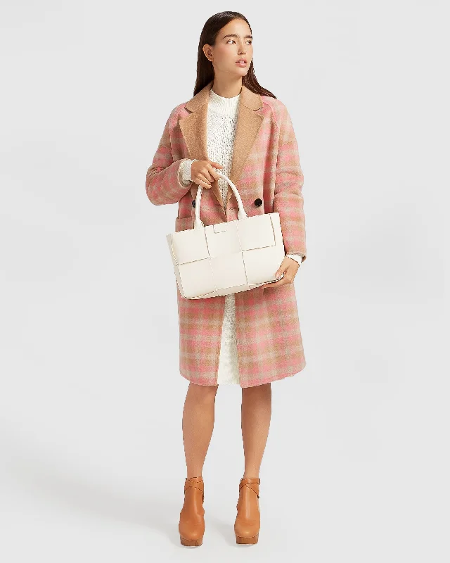 Publisher Double-Breasted Wool Blend Coat - Iced Vovo Check Feminine Women's Style 