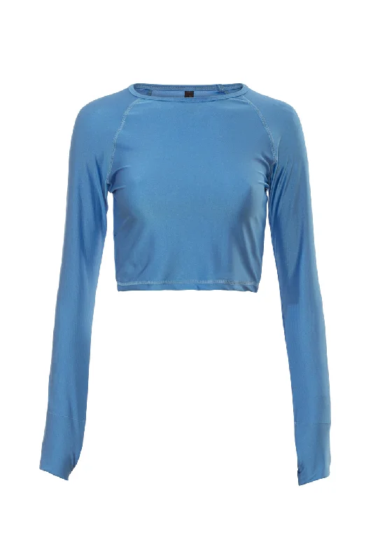 Blue Metallic long sleeve shirt Laid - back Women's Vibe