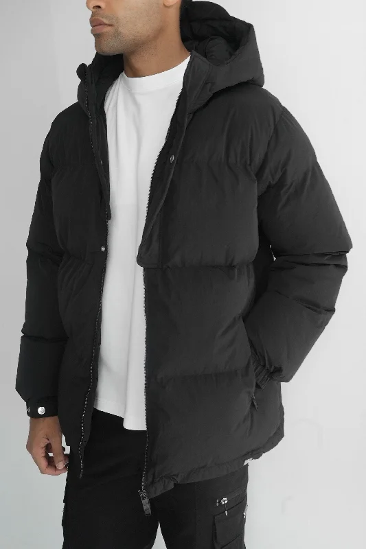 Technical Reflective Puffer Jacket - Black Cashmere