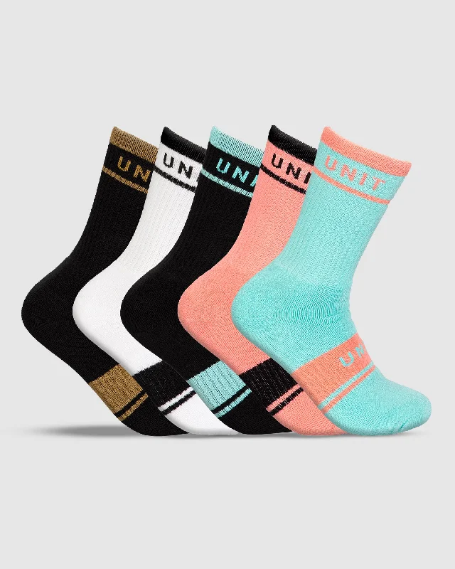 UNIT Equip Hi -Lux Bamboo Socks - 5 Pack Practical Women's Multi - 