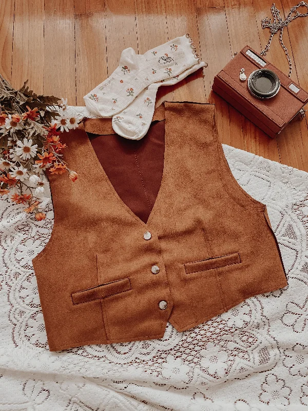 Journalist Suede Waistcoat (Camel) Cool Women's Distressed