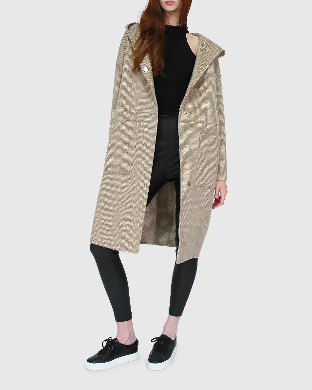 Sunday Morning Hooded Coat - Beige Earthy Women's Hemp - based