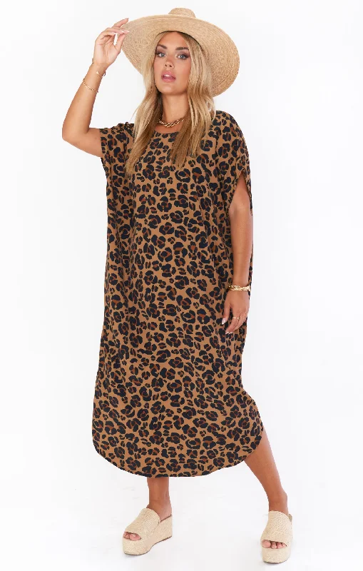 Worldly Caftan ~ Caramel Cheetah Cozy Women's Sherpa - lined