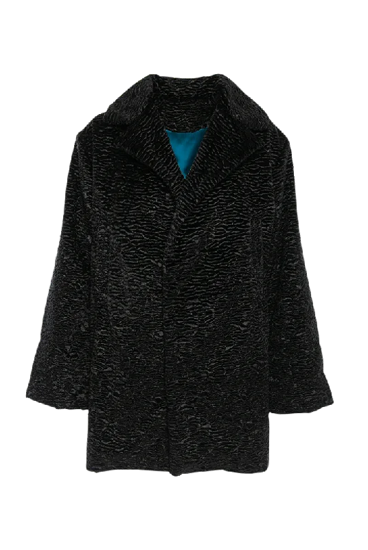 Black Faux Fur Coat Earthy Women's Hemp - based