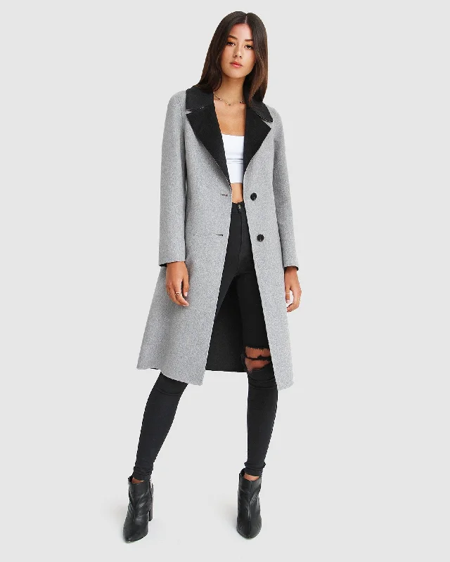 Lexington Two-Tone Wool Blend Coat - Grey Classic Women's Pin - striped