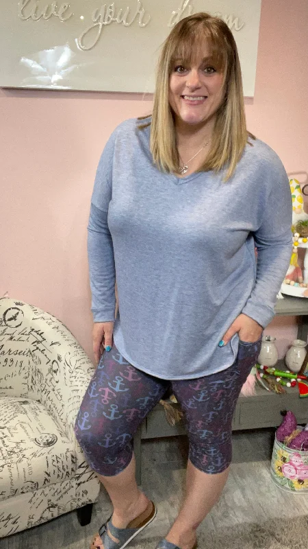 Anchor Capri Legging with Pockets Refined Women's Hand - crafted