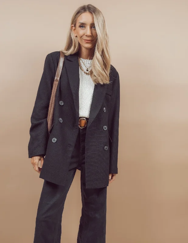 Lynn Double Breasted Oversized Blazer Sleek Women's Metallic