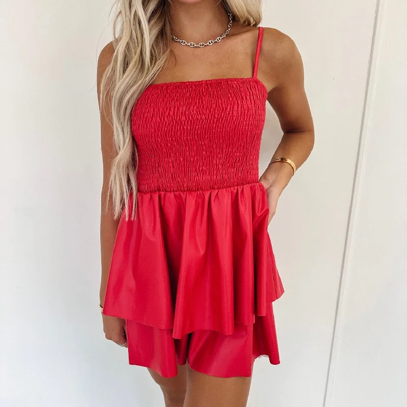 Caroline Romper - Red Practical Women's Quick - dry