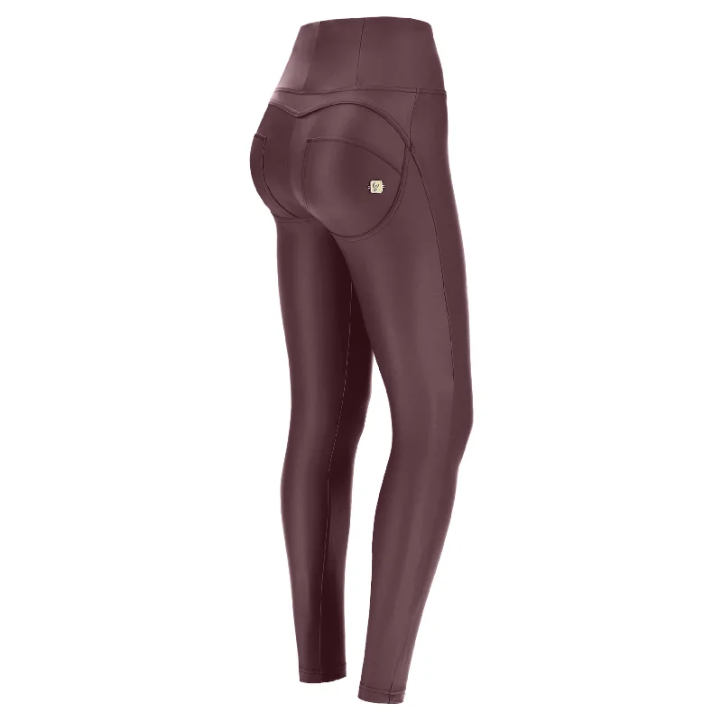 Freddy High Rise Burgandy Faux Leather Jeans Polished Women's Silk