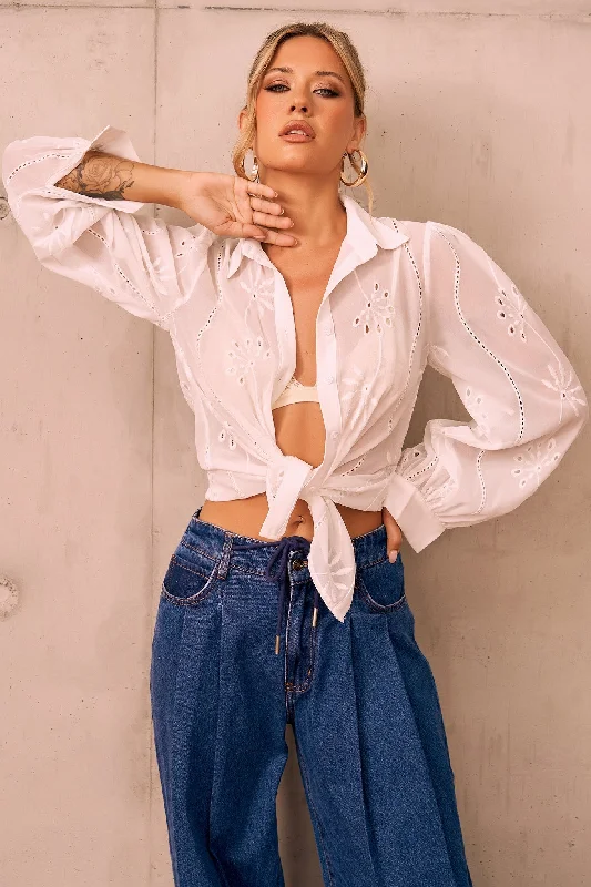 Sun Sister Blouse - White Refined Women's Classic 