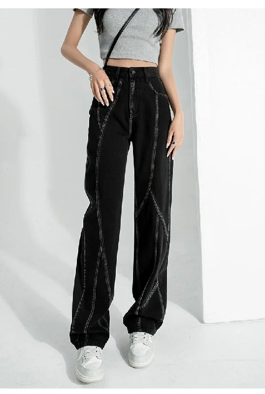 KittenAlarm - High Waisted Jeans for Women Black Y2k Denim Pants Vintage Streetwear Xs Jeans Baggy Fashion Straight Trousers Female Confident Women's High - fashion KittenAlarm - High Waisted Jeans for Women Black Y2k Denim Pants Vintage Streetwear Xs Jeans Baggy Fashion Straight Trousers Female Confident Women's High - fashion