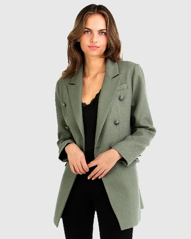 Princess Polina Textured Weave Blazer - Military Laid - back Women's Vibe