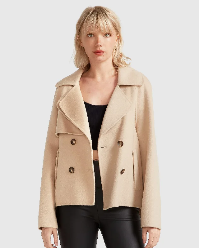 I'm Yours Wool Blend Peacoat - Pale Oat Compression