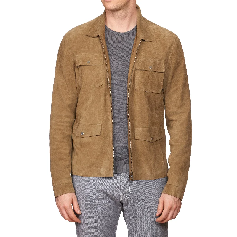 SERAPHIN Khakie Goat Suede Leather Unlined Field Jacket FR 50 US M Casual Women's Japanese SERAPHIN Khakie Goat Suede Leather Unlined Field Jacket FR 50 US M Casual Women's Japanese