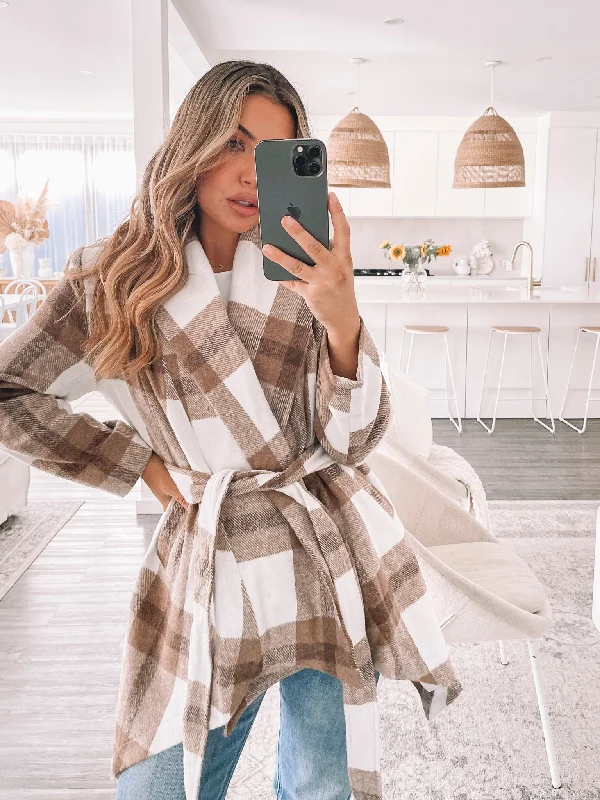 Ravina Jacket - Tan Check Sporty Women's Tennis