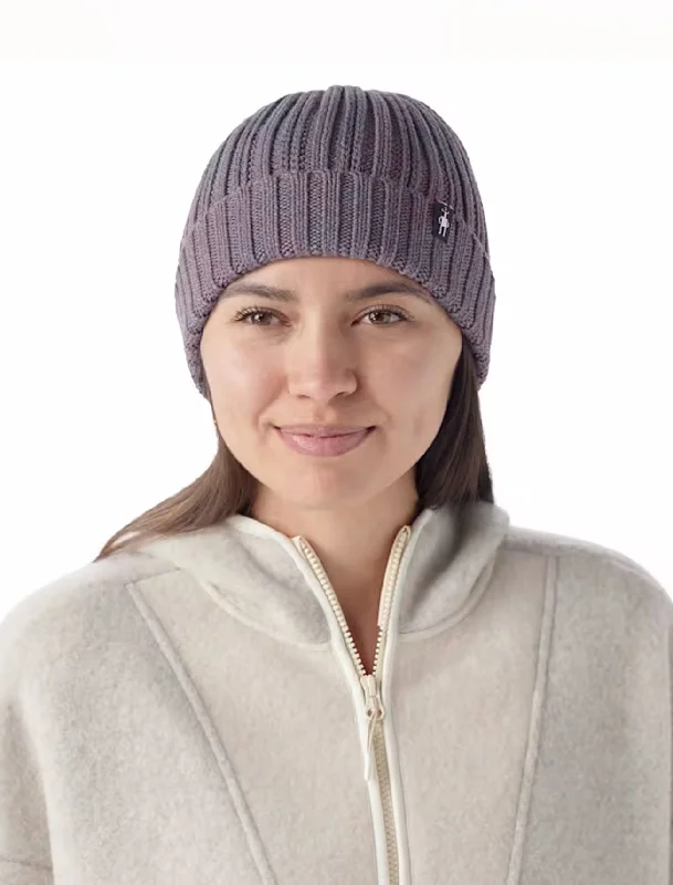 Merino Rib Hat, Chalk Violet Heather Contemporary 