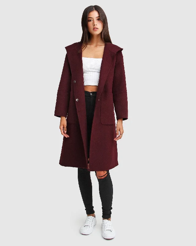 Walk This Way Wool Blend Oversized Coat  - Aubergine Feminine Women's Soft 