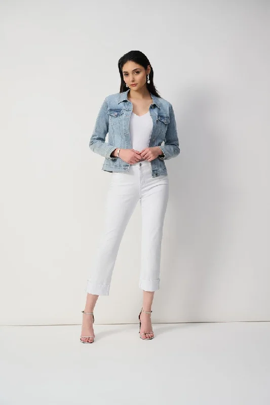 Joseph Ribkof White Slim Fit Cropped Jeans Dynamic Women's Moto