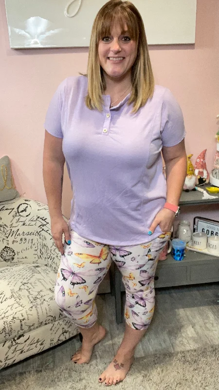 Enchanted Butterfly Capri Legging with Pockets Youthful Women's Anime - inspired