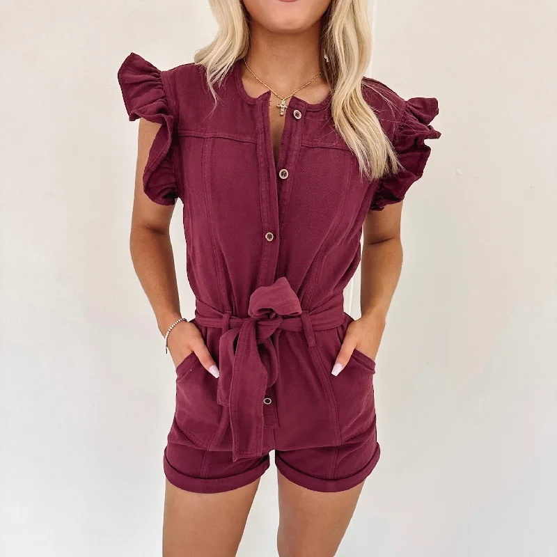 Emersyn Romper - Burgundy Elegant Women's 