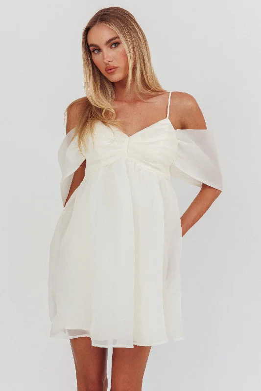 Little Liar Organza Mini Dress Light Beige Earthy Women's Hemp - based