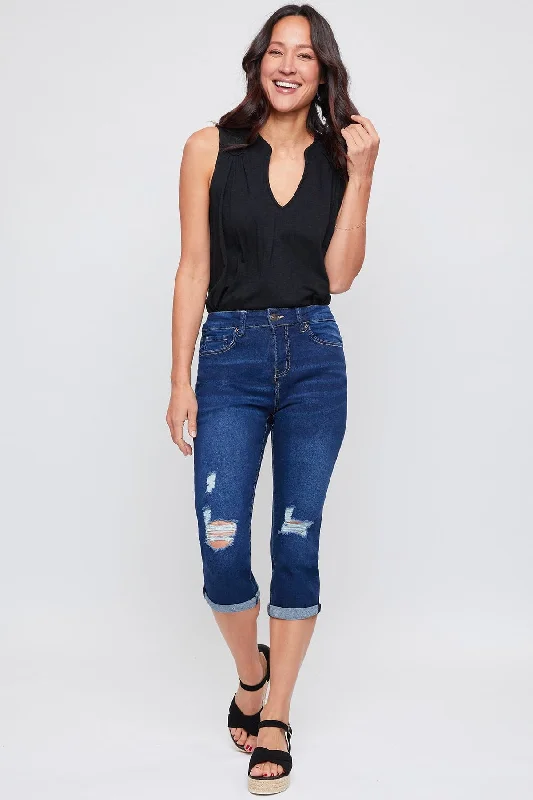 Women's Essential High Rise Cuffed Capri Jeans garde