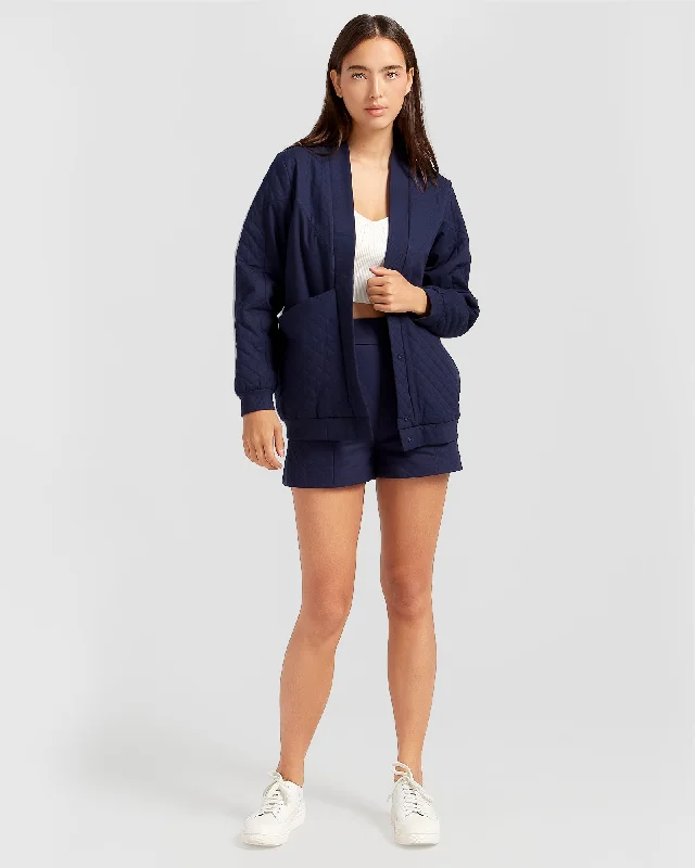 Over It Quilted Bomber - Navy Street