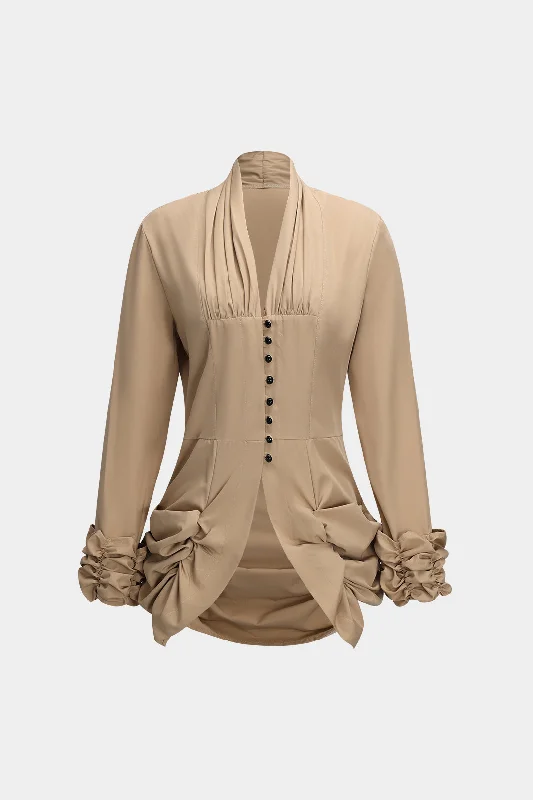 Button Ruched Long-Sleeve Shirt performance