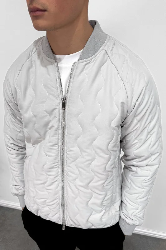 Quilted Ripstop Bomber Jacket - Grey Confident Women's Power