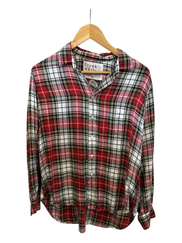 Frank & Eileen Size M Red & green Modal Long Sleeve Plaid Button Down Top Classic Women's Tweed