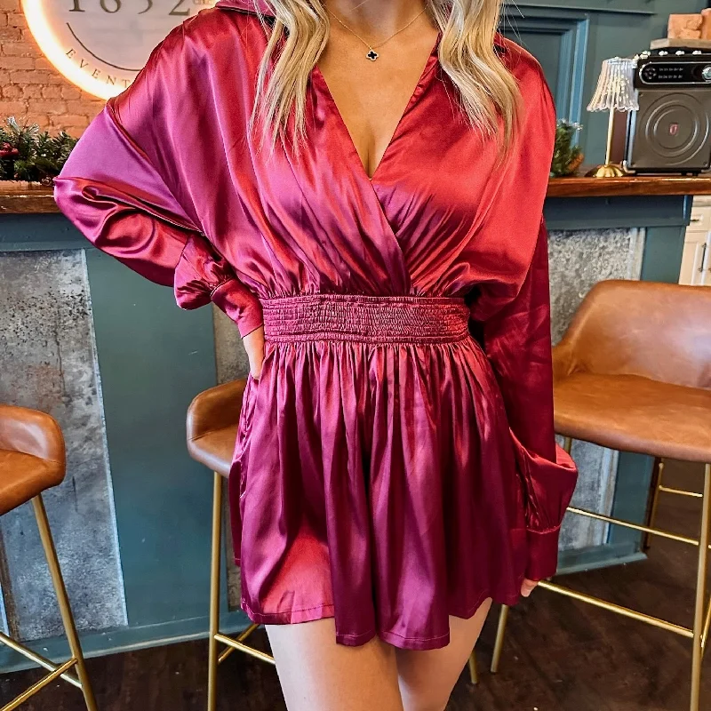 Carmen Romper - Burgundy Modern Women's Tech