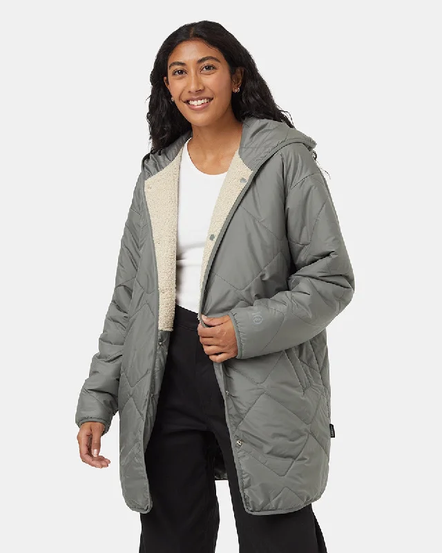 Recycled Boucle Reversible Long Jacket Sporty Women's Athleisure 