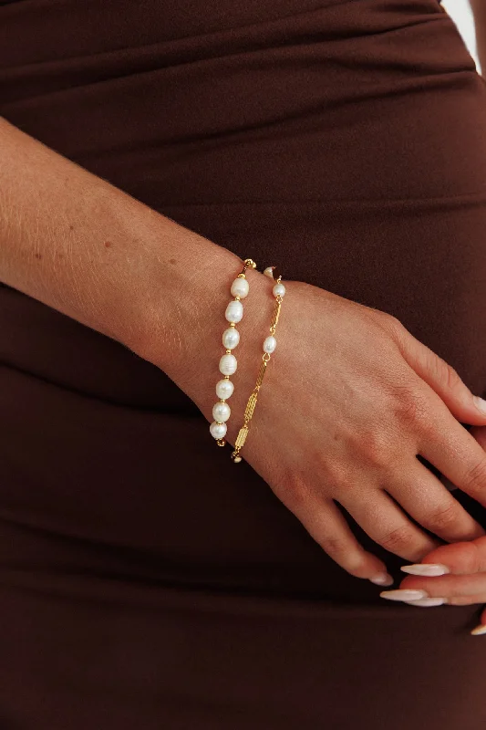 Kites Freshwater Pearl Bar Bracelet Gold Street