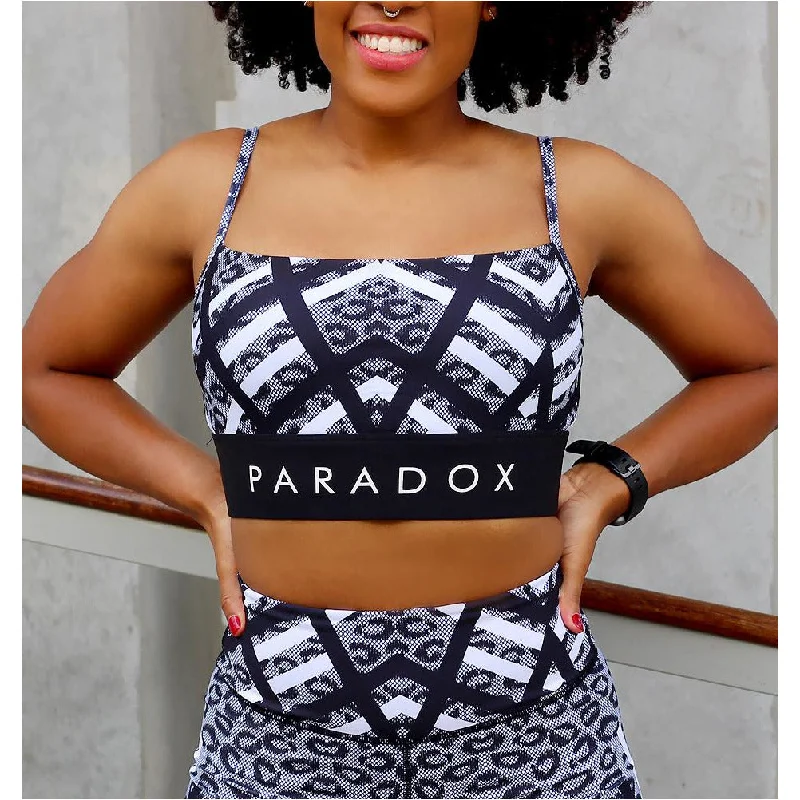 Mesh Leopard Print Square Neck Sports Bra Disco