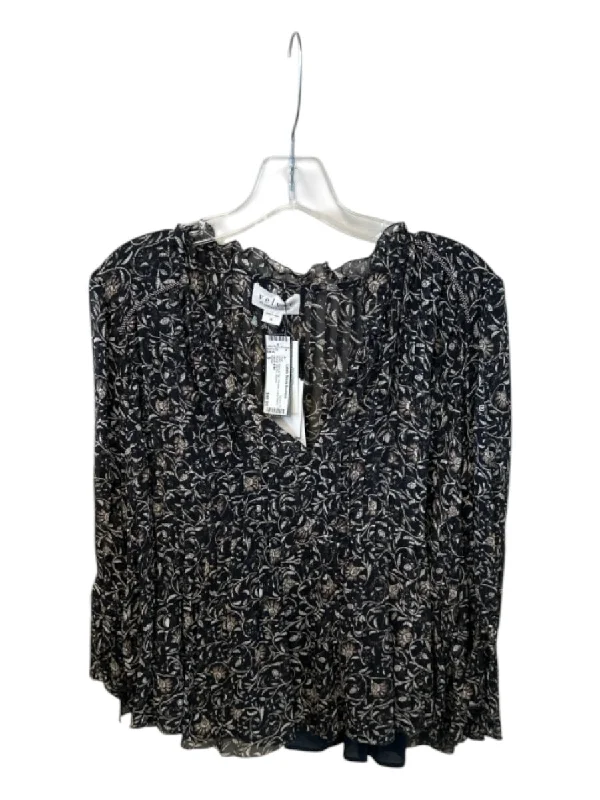 Velvet Size S Navy & Tan Viscose Long Sleeve Floral Slip Inc Top performance