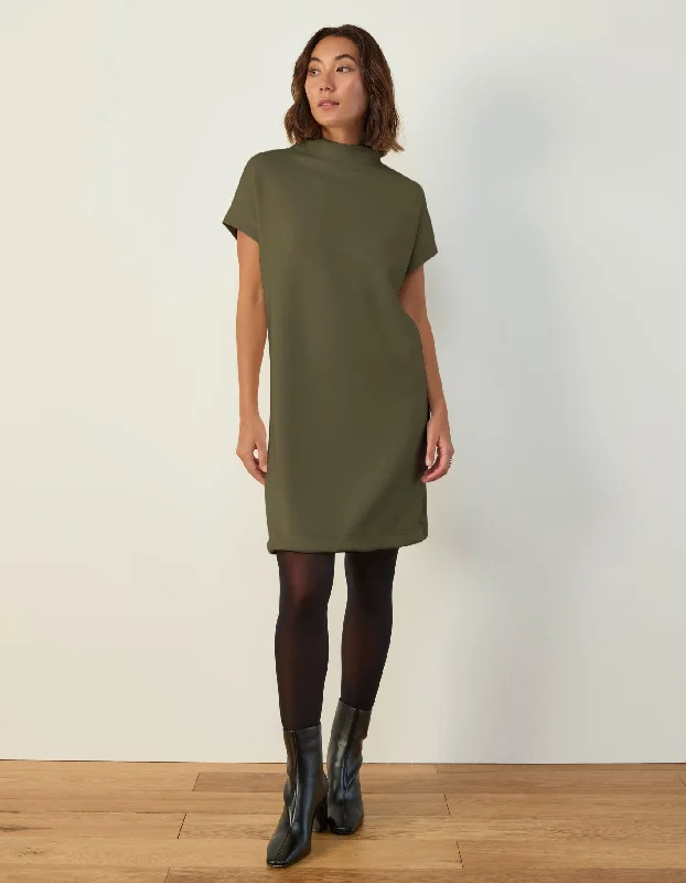Mock Neck Shift Dress Casual Women's Japanese 