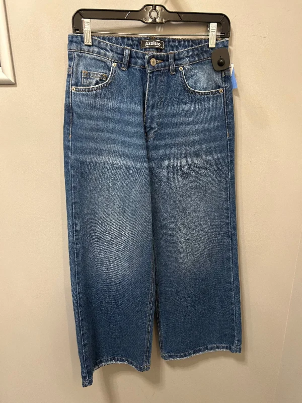 Jeans Wide Leg By AZZITTO In Blue Denim, Size: 10 Youthful Women's Pop
