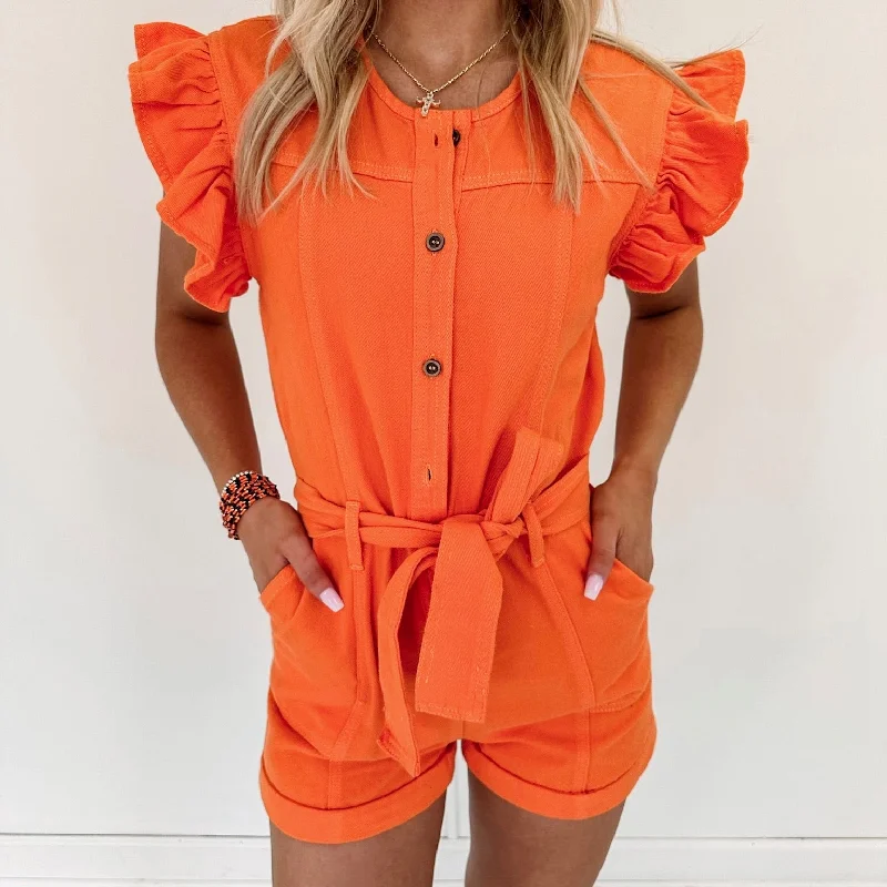 Emersyn Romper - Orange Monochromatic All - in - one
