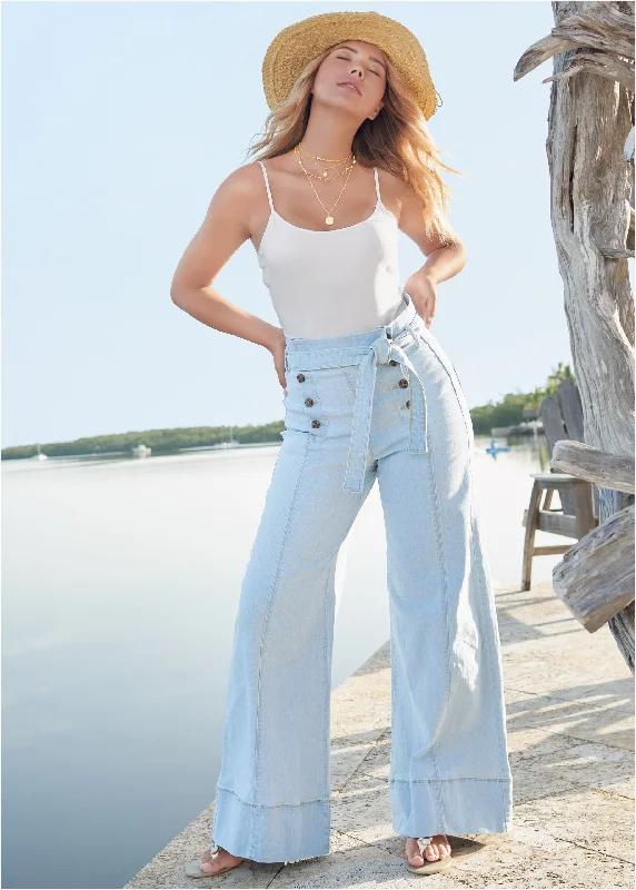 Flare Leg High Waist Jeans - Light Wash Refined Women's Classic 
