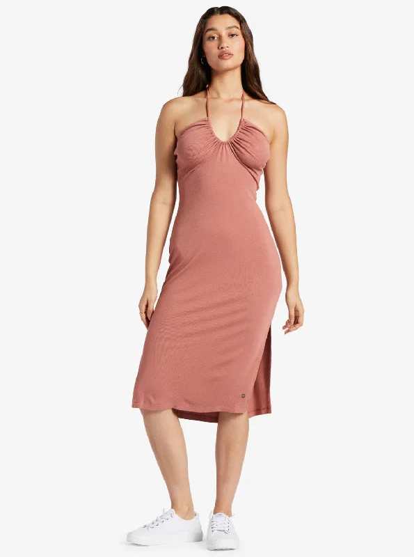 Late Sunset Halter Midi Dress - Cedar Wood Modern Women's 