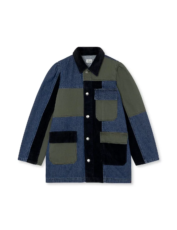 Patch Denim Cimber Jacket, Mix Blue Denim Women
