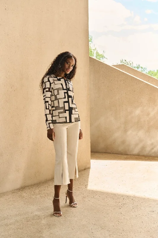 Joseph Ribkoff Moonstone Culotte Jeans With Embellished Front Seam Monochromatic Office Style Joseph Ribkoff Moonstone Culotte Jeans With Embellished Front Seam Monochromatic Office Style