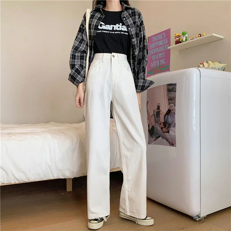 KittenAlarm - High Waist Loose Wide Leg Jeans Pants Bohemian Women's Free